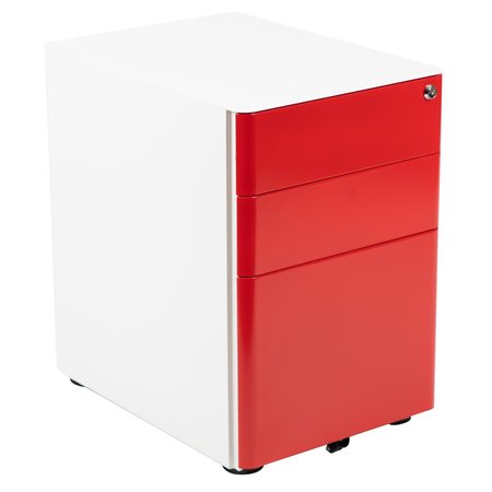 Flash Furniture 3-Drawer Filing Cabinet, White/Red HZ-CHPL-02-RED-WH-GG